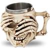 BAYINBROOK Tazza in Acciaio Inox con Teschio,Boccale di Birra Medievale,Tazza di Caffè in Acciaio INOX e Resina,per Birra Vino Bevande,Halloween Decor,400ml,(Cover Eyes)