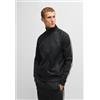 BOSS per uomo. [50537370] Felpa jacquard circolare con zip e bande laterali nere, Nero, Casual, Poliestere