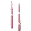 Cereria Di Giorgio - 2 Candele Coniche Rosa Polvere Decorate con Fiocchi Di Cera - Diametro 2.2 cm Altezza 25 cm - Durata 7 ore - Spring Collection - Artigianale