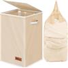 Simple Houseware Cesto portabiancheria Pieghevole con Coperchio, Beige