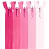 MARARDI [Pack 5] Cerniere Invisibili [Rose] Nylon [12 cm] Chiusure Lampo per Cucito e Artigianato per Stoffa Vestiti Borse per Cucire a Macchina Tessuto di Cotone con Chiusura in Metallo
