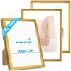 PHOTOLINI Cornici 15x20 cm oro, set de 3 cornici per documenti, con plexiglass infrangibile, da tavolo o da parete, accessori extra inclusi - ideale per diplomi, certifiacti e foto