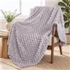 Exclusivo Mezcla Coperta Plaid Pile da Divano, 130x170 cm, Grigio Chiaro | Coperta in Flanella Jacquard 3D Elegante per Letto, Doppia Faccia Morbida, Facile Manutenzione e Leggera, per l'Estate