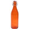 KWARE Bottiglie in vetro stile vintage da 1 litro, ideali per uso domestico o commerciale, da riempire con acqua, vino, liquore, olio, birra, grappa o liquori (arancione)
