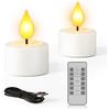 SoulBay - Lumini del tè ricaricabili, 2 pezzi, candele LED senza fiamma a batteria, candele elettriche per decorazioni di Halloween e Natale, 4 x 5 cm