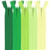 MARARDI [Pack 5] Cerniere Invisibili [Verdi] Nylon [12 cm] Chiusure Lampo per Cucito e Artigianato per Stoffa Vestiti Borse per Cucire a Macchina Tessuto di Cotone con Chiusura in Metallo