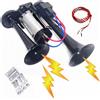 YIYIDA Clacson per auto Corno d'aria Tubo doppio 165db Nave Horn Suono forte Speaker Air Horn argento nero combinazione Tromba Tono alto e basso Corno elettrico Camion Horn per 12V auto nave ecc