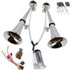 YIYIDA Air Horn Clacson per auto Corno d'aria Corno della nave Speaker argento Zinco Cromato 24V Corno d'aria per auto Tubo doppio Tromba Corno del camion Car Horn per 24V camion auto yacht ecc