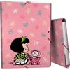 Grafoplás Grafoplas - Cartella a 3 fogli, cartone foderato, copertina rigida, formato foglio, plastica morbida, morbida al tatto, collezione design Mafalda Baby Cart, certificato FSC, perfetto materiale