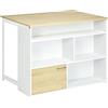 HOMCOM Tavolo da Bar Moderno ed Estensibile in MDF per 2 Persone con 4 Ripiani Aperti e Armadietto, 116x79.5x91 cm, Bianco e Color Legno