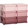 HOMCOM Cassettiera 6 Cassetti per Bambini 3-6 Anni con Bordi Arrotondati, Mobile Portagiochi in PP, 75x37x56.5 cm, Rosa