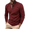 Generisch Polo da uomo con colletto polo a maniche lunghe, maglia fine, basic tinta unita, da uomo, slim polo, da uomo, in cotone, elastan, abbigliamento da uomo, slim fit, Colore: rosso, L