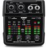 BOMGE Interfaccia audio USB M12, mixer a 2 canali, ingresso XLR/3,5 mm, alimentatore 48 V, scheda audio per registrazione PC, studio, spettacolo dal vivo, karaoke, plug & play
