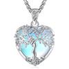 EUDORA Harmony Ball Cuore Albero Della Vita Collana di Pietra per la Luna per Donne Rame Placcato in Argento, Dea Materno Ciondolo di Cristallo Gioielli di Yoga Doni per Madri Mamma, 20 +2