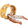 FLHEART Bracciale a Manica Donna Dorato - Bracciale Aperto Regolabile con Sciarpa in Seta, Bracciale Cavo Large Amovibile con Foulard in Seta, Gioiello Vintage Regalo per Donne