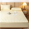 SUIOKPO Coprimaterasso in Cotone, Coprimaterasso Singolo Matrimoniale Impermeabile, Trapuntata/Imbottito Proteggi Materasso Topper Lavabile Rivestimento, Resistente e Durevole,Cream yellow,180 x 220cm