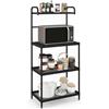 COSTWAY Microonde Scaffale da Cucina per Microonde in Metallo a 4 Ripiani, Carrello per Microonde Scaffalatura Organizzatore Portaoggetti, 60 x 34 x 136 cm (Nero)