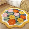 Aldopein Tappeto rotondo da bagno con motivo floreale, antiscivolo, lavabile, stile bohémien, colorato, 91 cm, per cucina, camera da letto, ingresso, estetico, alla moda, eccentrico, in microfibra,