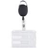 IBOO 1 porta carte di sicurezza con bobina per 2 carte in formato 54 x 86 mm, custodia rigida chiusa e trasparente con o senza porta badge (Con bobina, 1)