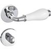 Gavroche Set di maniglie antiche per porta WC/bagno, maniglie per porte interne in argento cromato e bianco, maniglia per porta della stanza con rosetta rotonda in zinco e ceramica a forma di L