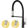 Baollansa rubinetto lavello cucina, kitchen faucet con beccuccio flessibile, miscelatore cucina in silicone tube, girevole a 360°, rubinetto cucina acciaio inox con due funzioni (nero)
