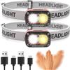 Chasinglee Torcia Frontale Led Ricaricabile 3000 lumen, Super Luminosi, Ricaricabili Tramite USB Regolabile, Impermeabile, Con Sensore di gesto, adatta per Campeggio, Ciclismo, Pesca Durante（Confezione da 2）