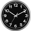 Plumeet Piccolo Orologio da Parete, Orologio da Parete a Batteria da 25cm con Cornice in Alluminio, Orologi da Parete Silenziosi in Metallo, Decorativa Soggiorno Camera da Letto, Nero