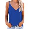 NONSAR Canottiera da donna con spalline sottili, basic top lungo, con spalline regolabili, cami camisole, Blu, S