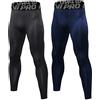 LNJLVI Leggings Sportivi Uomo a Compressione Running Pantaloni Calzamaglia ad Asciugatura Rapida(Nero-Dark Blu,XL)