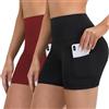 Merlvida Pantaloncini Donna Sportivi Vita Alta Yoga Leggins Sportivi Corti con Tasche Shorts Estivi Palestra Opachi Leggings Fitness Ciclismo Antisfregamento Pantaloni Corti Hotpants