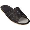 APREGGIO - Ciabatte Estive da Uomo in Pelle Liscia - Pantofole Casa Uomo - Punta Aperta - Slip-On - Suola Piatta - Nero - Taglia 45 EU