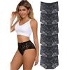 Hialegion Mutande Donna Vita Alta Slip Pizzo Trasparenti Morbido Senza Cuciture Taglie Forti Intimo Copertura Completa Sfacciata Sexy Culotte Donna 6 Pezzi 3XL