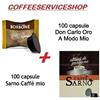 MISTE 200 CAPSULE MISTE A MODO MIO : 100 DON CARLO BORBONE ORO + 100 SARNO CAFFE'