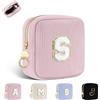 Playexen Trousse per Trucchi Donna Personalizzata Iniziale Piccola Borsa da Cosmetici Beauty Case da Viaggio Accessori Pochette Trucchi Organizer in Velluto a Coste Regalo per Ragazza Amica Compleanno Rosa S