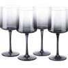Navaris Bicchieri Vino Set da 4 - Calici Vino Rosso Bianco - Calice Quadrato con Fondo Piatto - Bicchieri Vetro Grigio per Acqua Aperitivo Birra Dolce