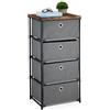Relaxdays Cassettiera in Stile Industriale, Comò con 4 Cassetti e Ripiano Tessuto, Metallo, 85x43x33 cm, Grigio Marrone, Acciaio