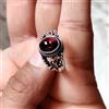 Fatto a mano Anello ovale granato rosso pietra preziosa argento sterling 925 nuovo elegant...