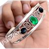 Fatto a mano Bracciale in argento sterling 925 con onice nera e pietra preziosa diopside c...