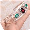 Fatto a mano Bracciale in argento sterling 925 con pietra preziosa granato e onice verde r...