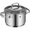 WMF Belmonte - Pentola piccola 16 cm, con coperchio in vetro, pentola per pasta a induzione, 1,9 l, in acciaio INOX Cromargan lucidato, non rivestita
