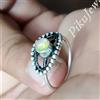 Fatto a mano Anello design fatto a mano malocchio argento sterling 925 pietra preziosa opa...