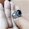 Fatto a mano Anello in argento sterling 925 con grande pietra preziosa ovale onice nera gi...