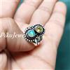 Fatto a mano Anello in argento sterling 925 con pietra preziosa opale di fuoco e topazio c...