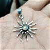 Fatto a mano Ciondolo sole regalo bambini argento sterling 925 pietra preziosa rotonda opa...