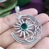 Fatto a mano Ciondolo gioiello luna e sole argento sterling 925 pietra preziosa diopside c...