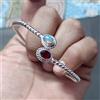 Fatto a mano Bracciale Love in argento sterling 925 con pietra preziosa taglio granato opa...