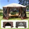 VEVOR Gazebo Pop-Up, Tenda con Schermo Pop-Up, Baldacchino su 6 Lati, Riparo da Sole 6 Panni Antivento Rimovibili Finestre in Rete, con Zanzariera Schermo a Montaggio Rapido 3,51 x 3,51 m Marrone
