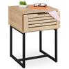 Relaxdays Comodino da Notte con Cassetto, Tavolino Laterale Camera da Letto, 55,5x40x41,5 cm, PB e Ferro, Nero Naturale, Fibra di Legno