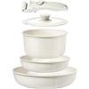 GiPP Set di Pentole e Padelle Ceramiche Antiaderenti 5 Pezzi con Manico Amovibile - Cucina Sana per Camper, Senza Tossine, Compatibile Induzione Forno Lavastoviglie