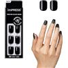 KISS imPRESS No Glue Mani Press On Nails, Colore, 'All Black', Nero, Formato Corto, Forma Squovale, Include 30 Unghie , Blocco Preparazione, Foglio di istruzioni, 1 Stick Manicure , 1 Mini Lima